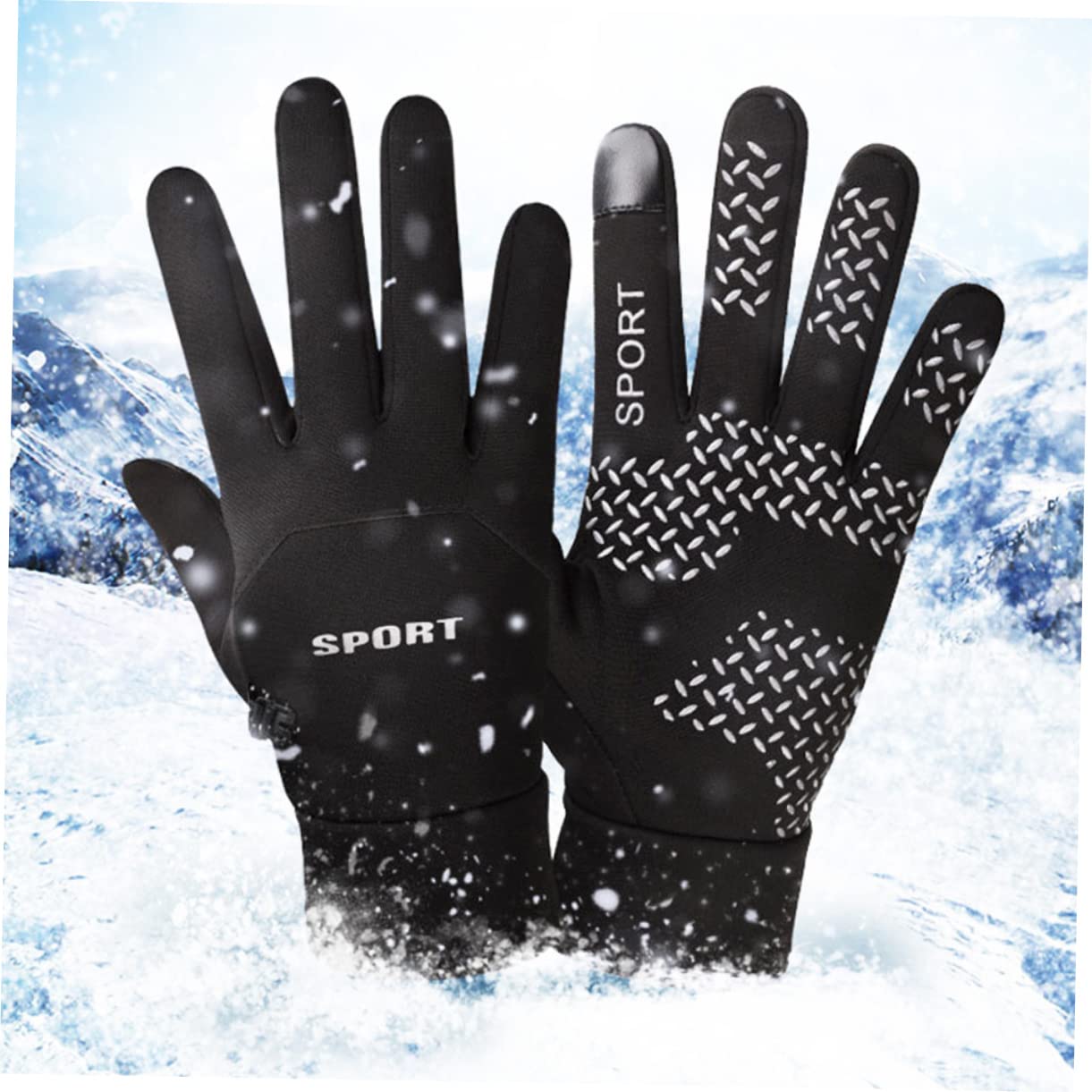 guantes de invierno gloves men pantalla táctil más cálido montaña Hombres windproof negro guantes de ciclismo guantes de dedo Black