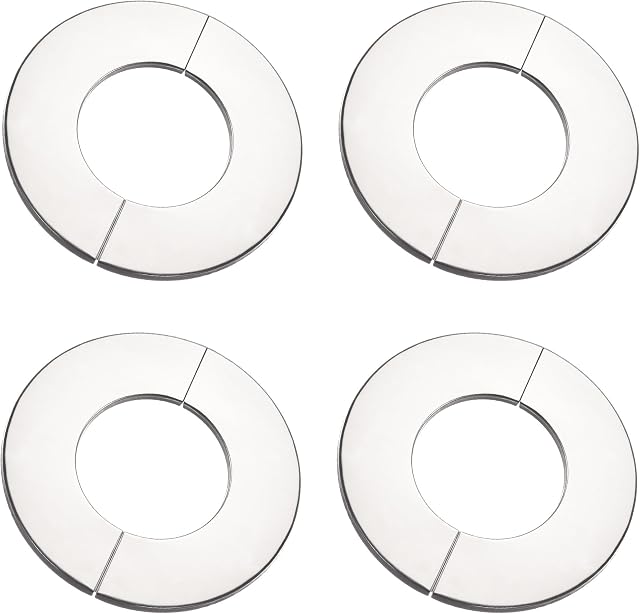 sourcing map Wall Split Flange, Stainless Steel Round Escutcheon Plate for 81mm Diameter Pipe 4Pcs