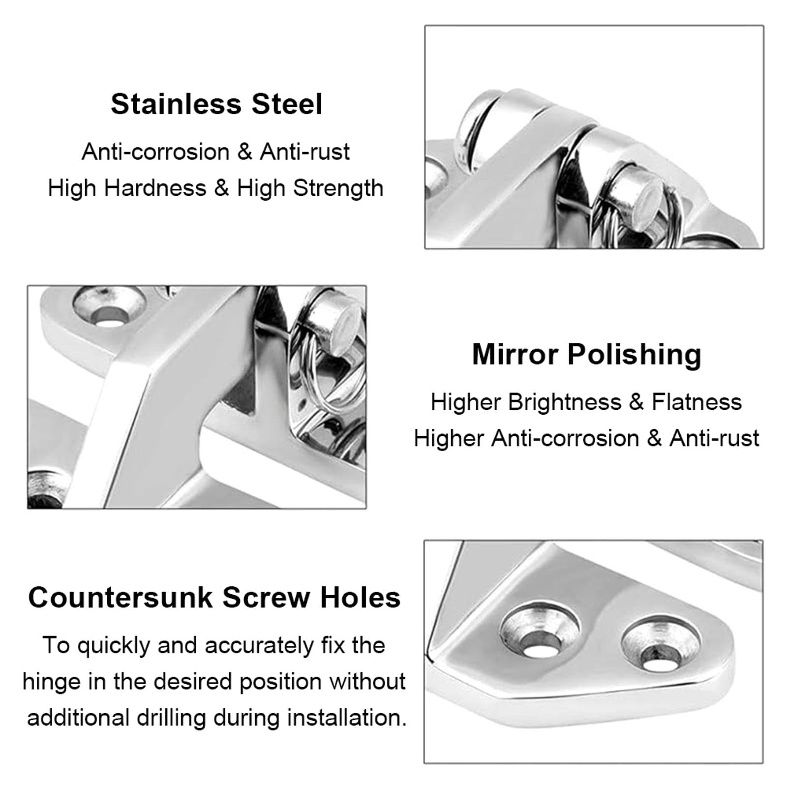 TopHomer Langer Reichweite Lukenscharnier, Scharniere Schwerlast Edelstahl Scharnier abnehmbaren Pin Schiff RV Zubehör Yacht Hardware Marine Hatch Hinge