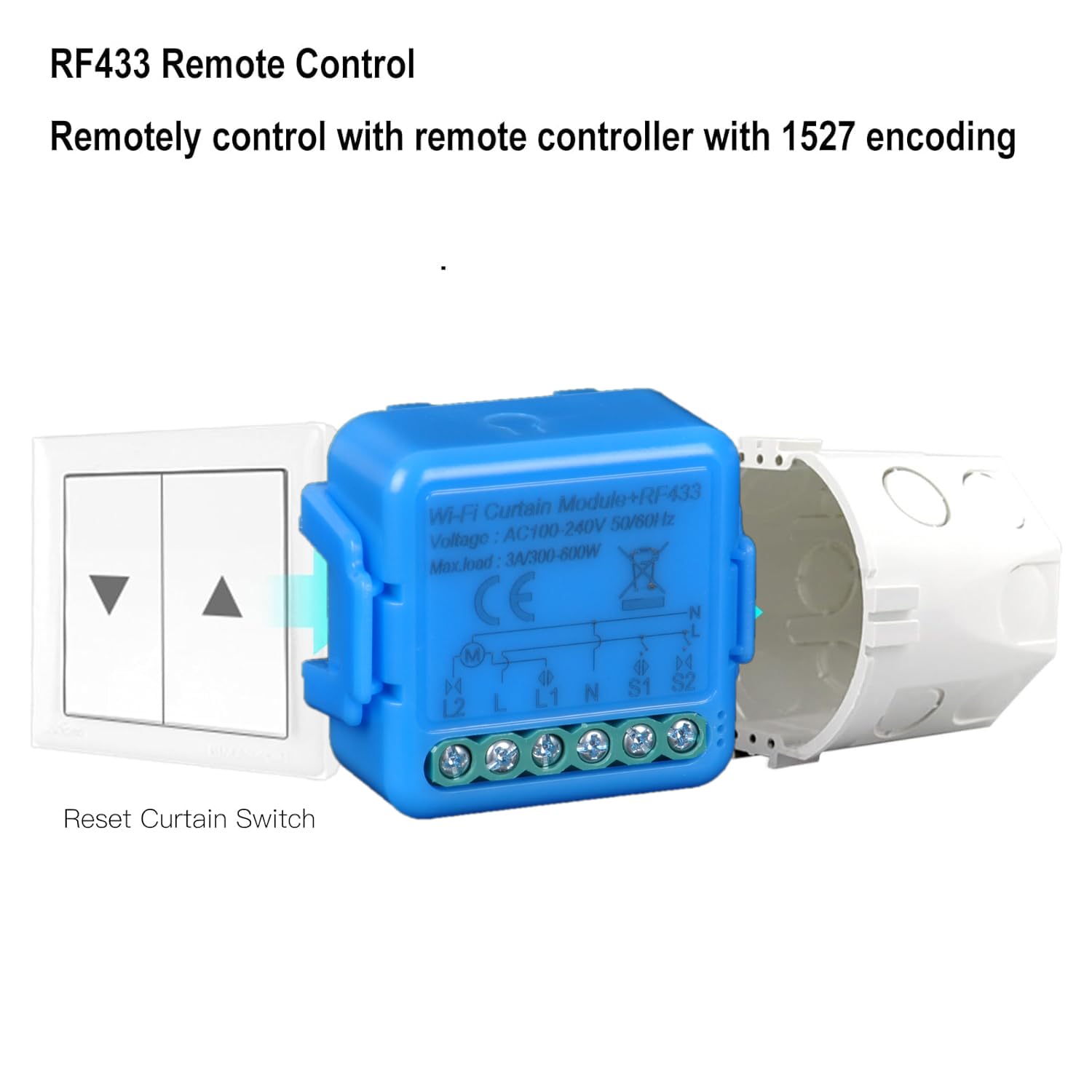 Interruttore Tapparelle WiFi con Telecomando RF, Modulo Interruttore Wifi per Tapparelle Elettriche, Compatibile con Alexa e Google Home,tuya/smartlife app (2)
