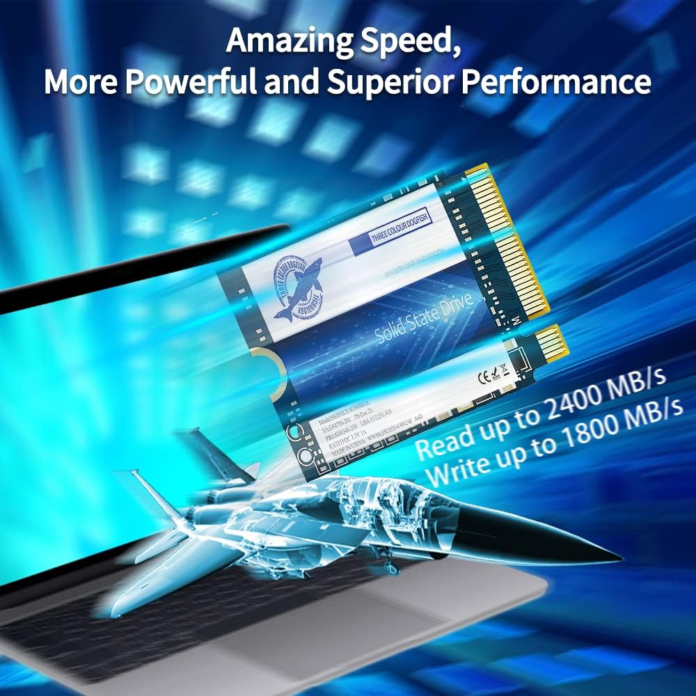 Dogfish Disque SSD Interne M.2 2230 de 128 Go, NVMe PCIe Gen 3.0 x4, Compatible avec Steam Deck, Ordinateurs Portables et Ordinateurs de Bureau
