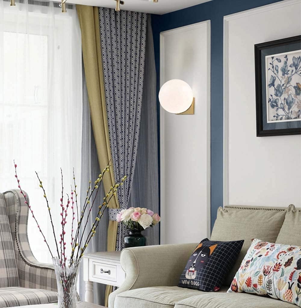 KRIPINC Applique da Parete Interno LED Sfera Vetro Moderne, Lampada da Parete Sfera Vetro di Design Spirale, Lampada Vintage per Soggiorno Camere da Letto Comodino (Oro KRIPINC Applique da Parete Interno LED Sfera Vetro Moderne, Lampada da Parete Sfera Vetro di Design Spirale, Lampada Vintage per Soggiorno Camere da Letto Comodino (Oro