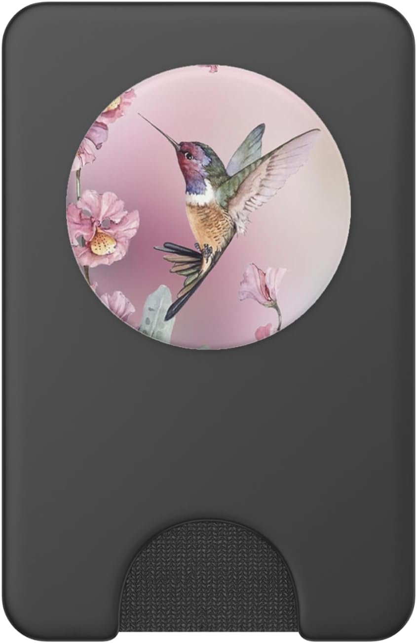 Pink Hummingbird Flower Pop Sockets Grip Stand PopSockets PopWallet for MagSafe