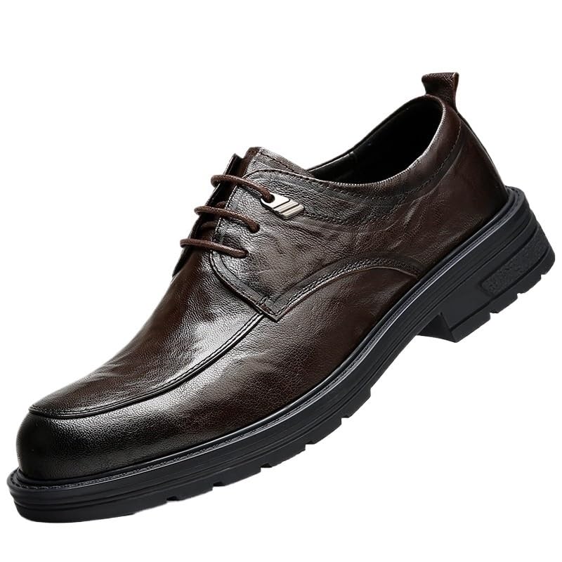 Mens Brogue Oxfords Shoes Fashion Classic Mid Chunky Heels Dress Loafers Shoes Low Top Work Dress Shoes Lace