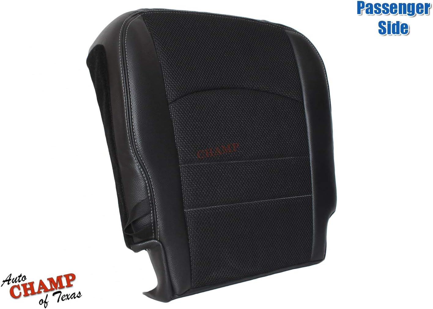 Compatible with 2013-2018 Dodge Ram 1500 Sport - Passenger-Side Bottom Cloth/Leather Seat Cover, Black