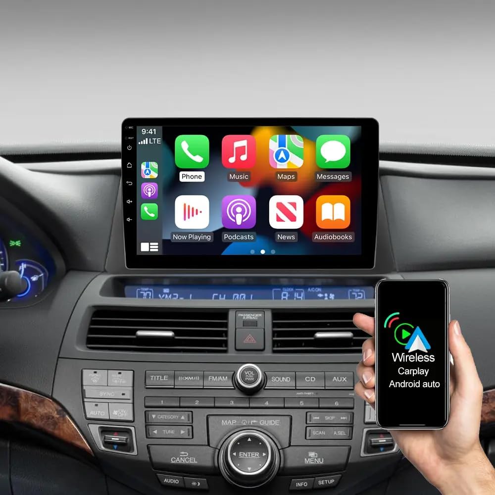 Android 14 Car Stereo Radio for Honda Accord 8th 2008-2013 for Acura TSX 2008-2012 with Carplay Android Auto 10 inch HD Touchscreen Head Unit WiFi GPS Mirror Link FM Bluetooth Rear Camera,2+32G