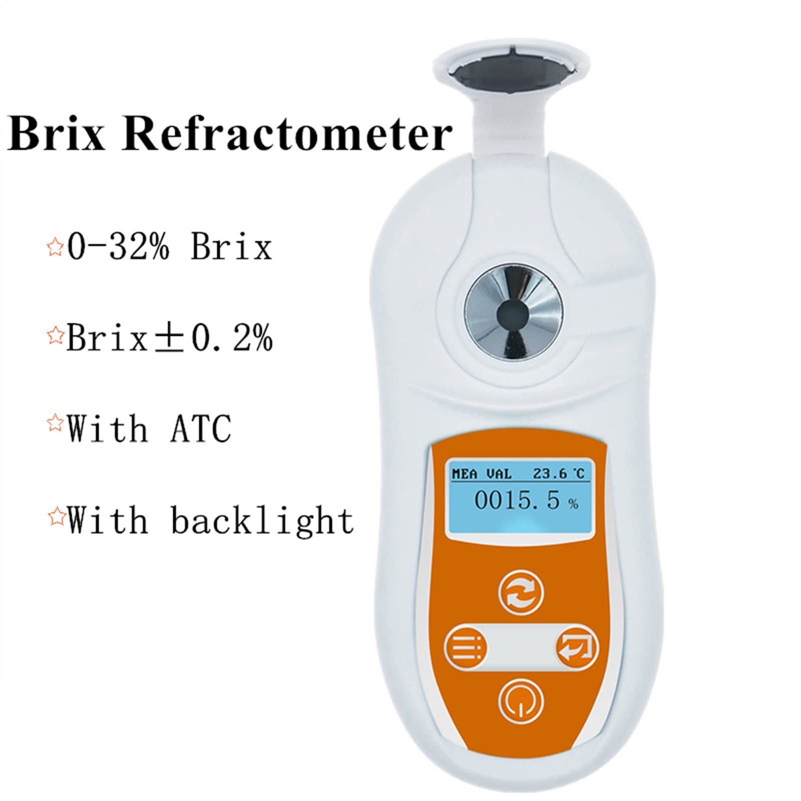 refraktometr, Refraktometr Brixa, miernik cukru 0,1% 0-32% Brix indeksowy Tester stężenia w ​​winie