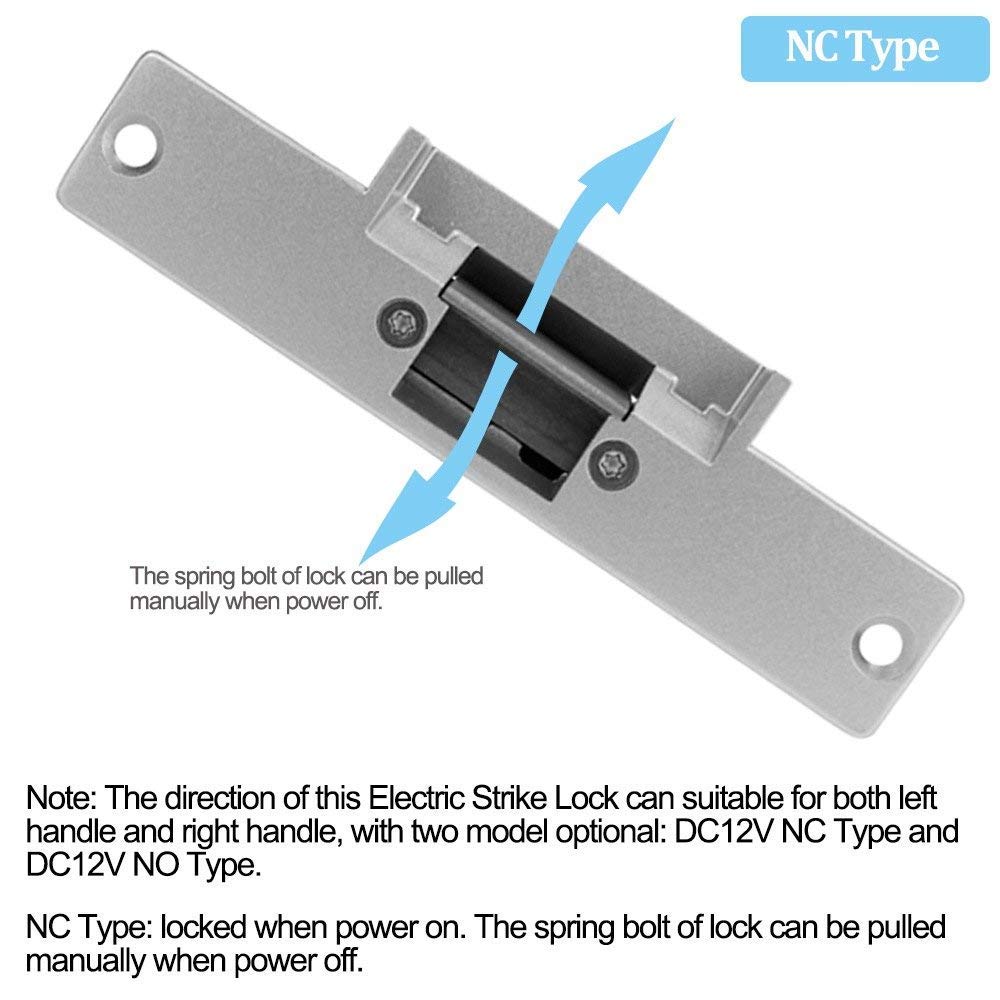YAVIS Electric Strike Lock Fail Secure NC Mode verrouillage de porte électrique une pièce pour contrôle d'accès, porte en bois et métal DC 12V