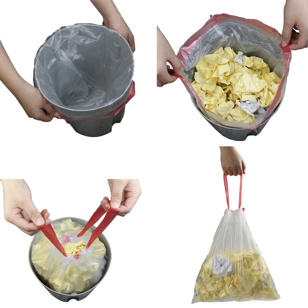 Pekky Claro cordón Grandes Bolsas de Basura, 30 L, 60 Cuenta/2 Rollos
