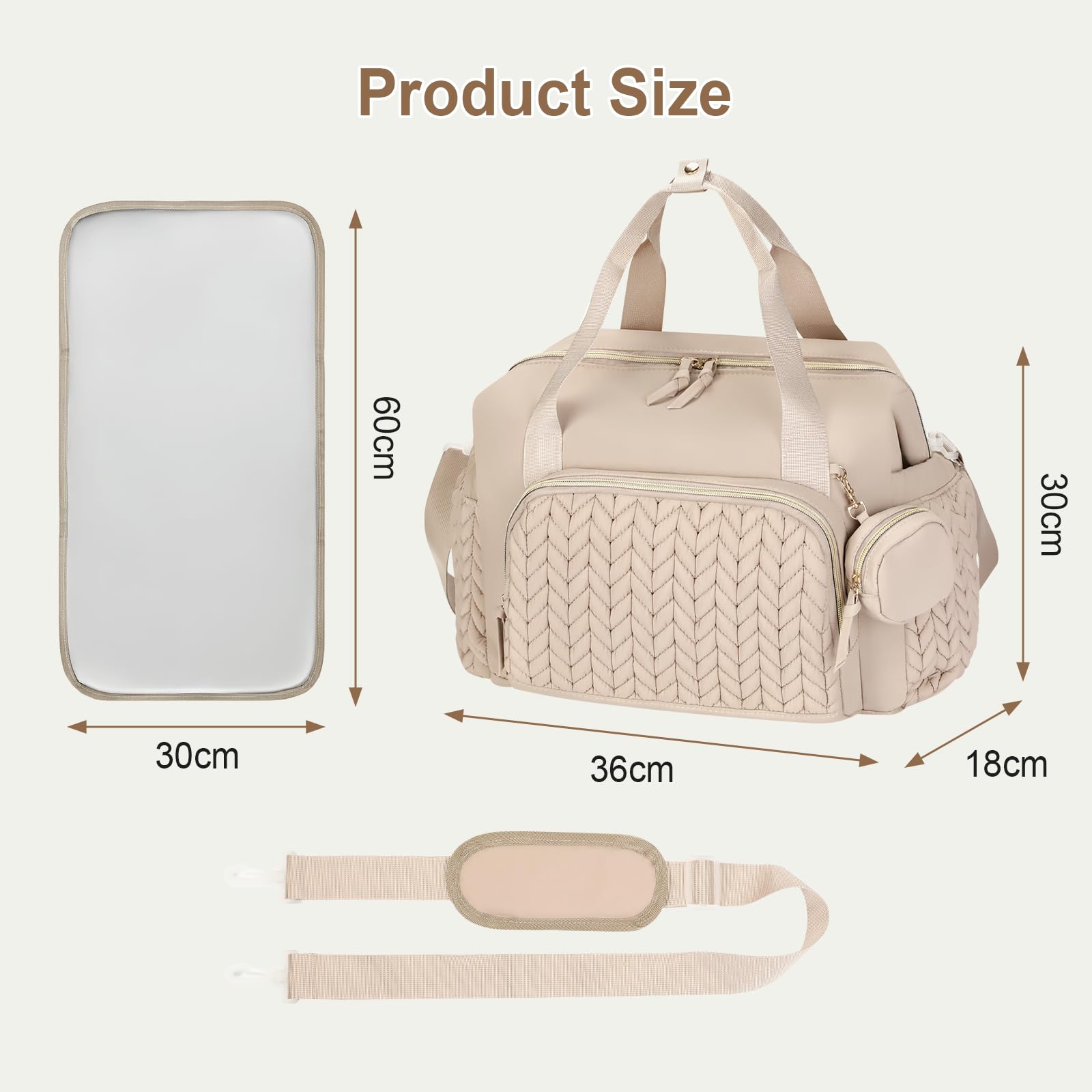 Cozary Borsa Fasciatoio Neonato 16 Tasche Scomparti Termici per Biberon Multifunzionale Tracolla Viaggio