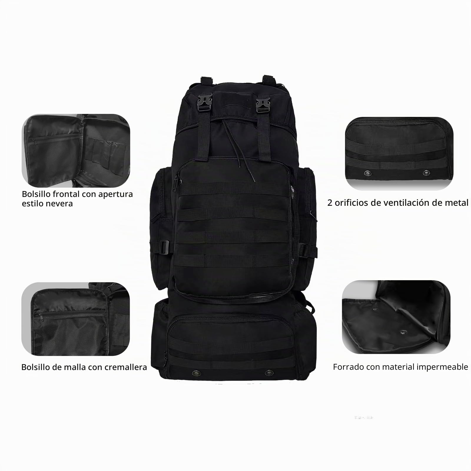 Mochila táctica de senderismo de 80 litros con compartimento dedicado para zapatos, mochila de gran capacidad para camping, mochileros, hombres y mujeres, paquete de viaje para senderismo al