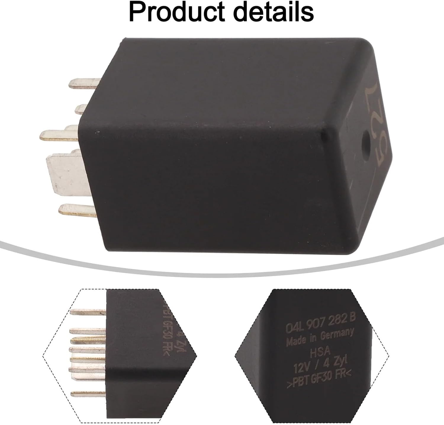 Seat Heater Relay Colour Black 04L907282B Easy to Use Anti-Corrosion Replacement Part