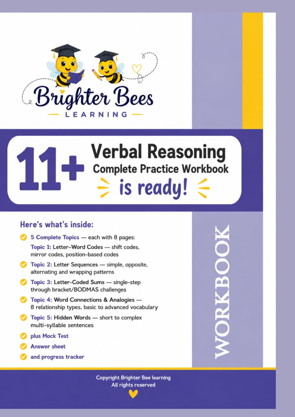 BRIGTHER BEE LEARNING 11+ VERBAL REASONING:: COMPLETE PRACTICE WORKBOOK