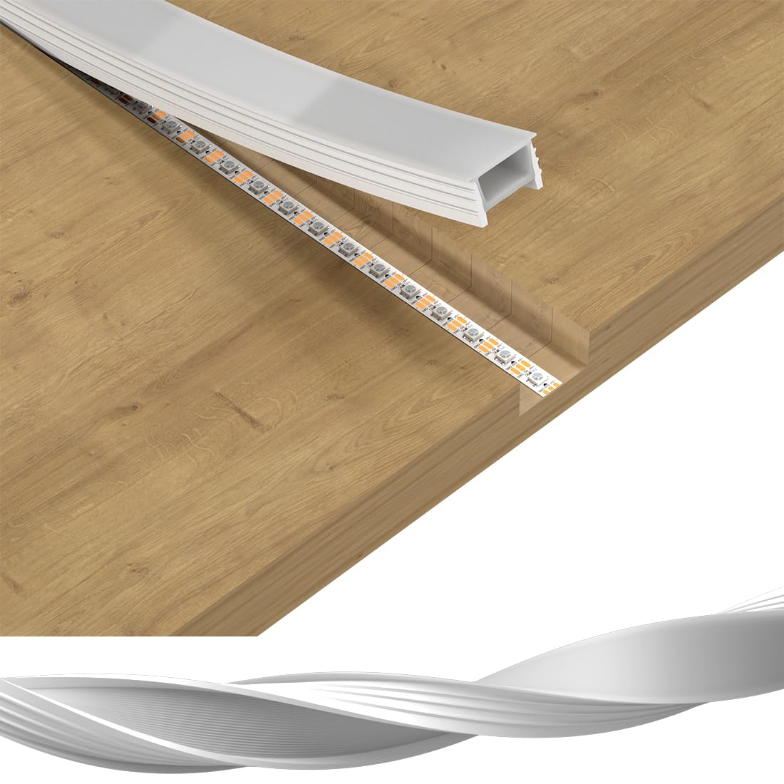 BTF-LIGHTING T1010 3M LED Neon Silikon Profil flexibles Material Milchig weiß DIY-Abdeckung für makellose LED Leisten mit einer Breite von ≤6 mm Neon Lichterkette(NICHT inhält LED Streifen)