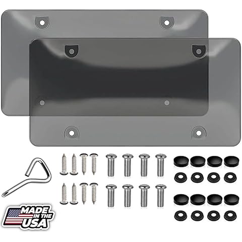 2 Unbreakable License Plate Bubble Covers 4 Holes Universal Fitment Choose Your Shield Color (Clear-B)