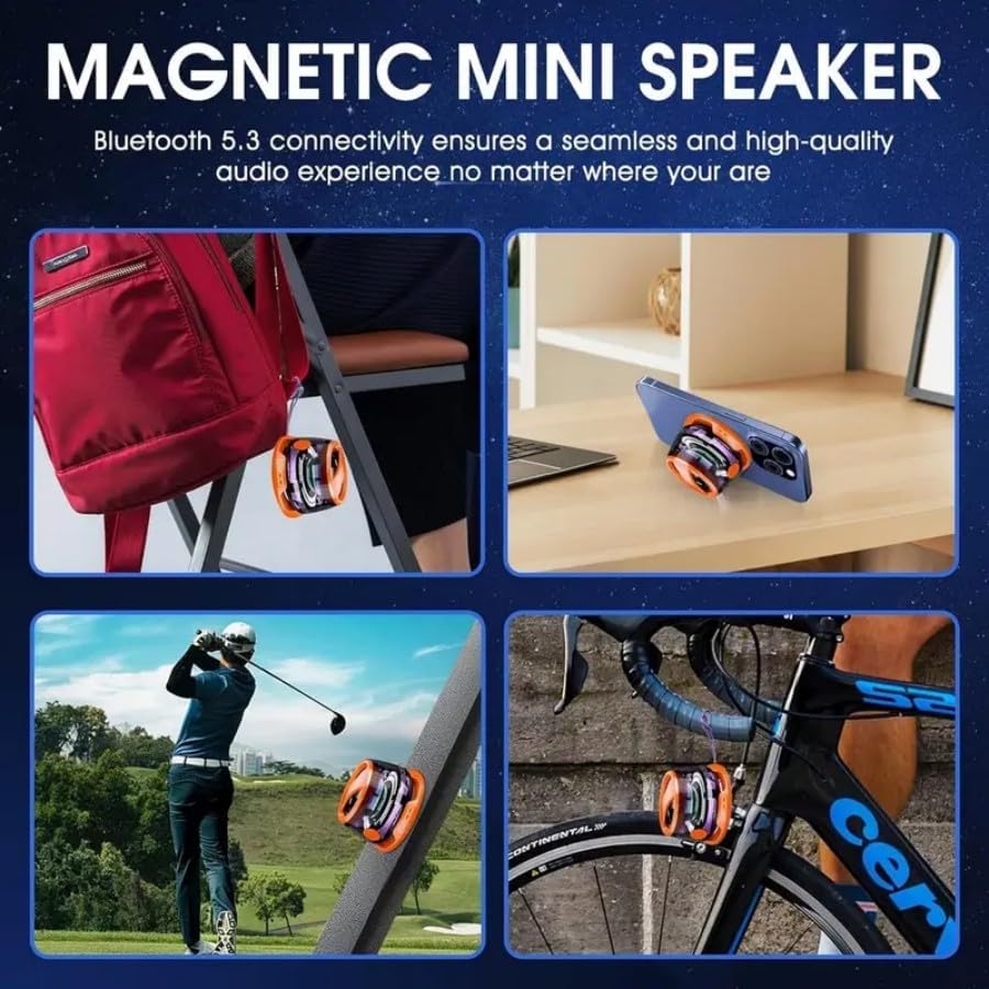 Magnetic Wireless mini Bluetooth Speaker with Dual bass and Stereo Sound, Capable of Long-Lasting Travel Design, Perfect for Outdoor/car/Music/Game, Portable Wireless Speaker/Blue - Image 4