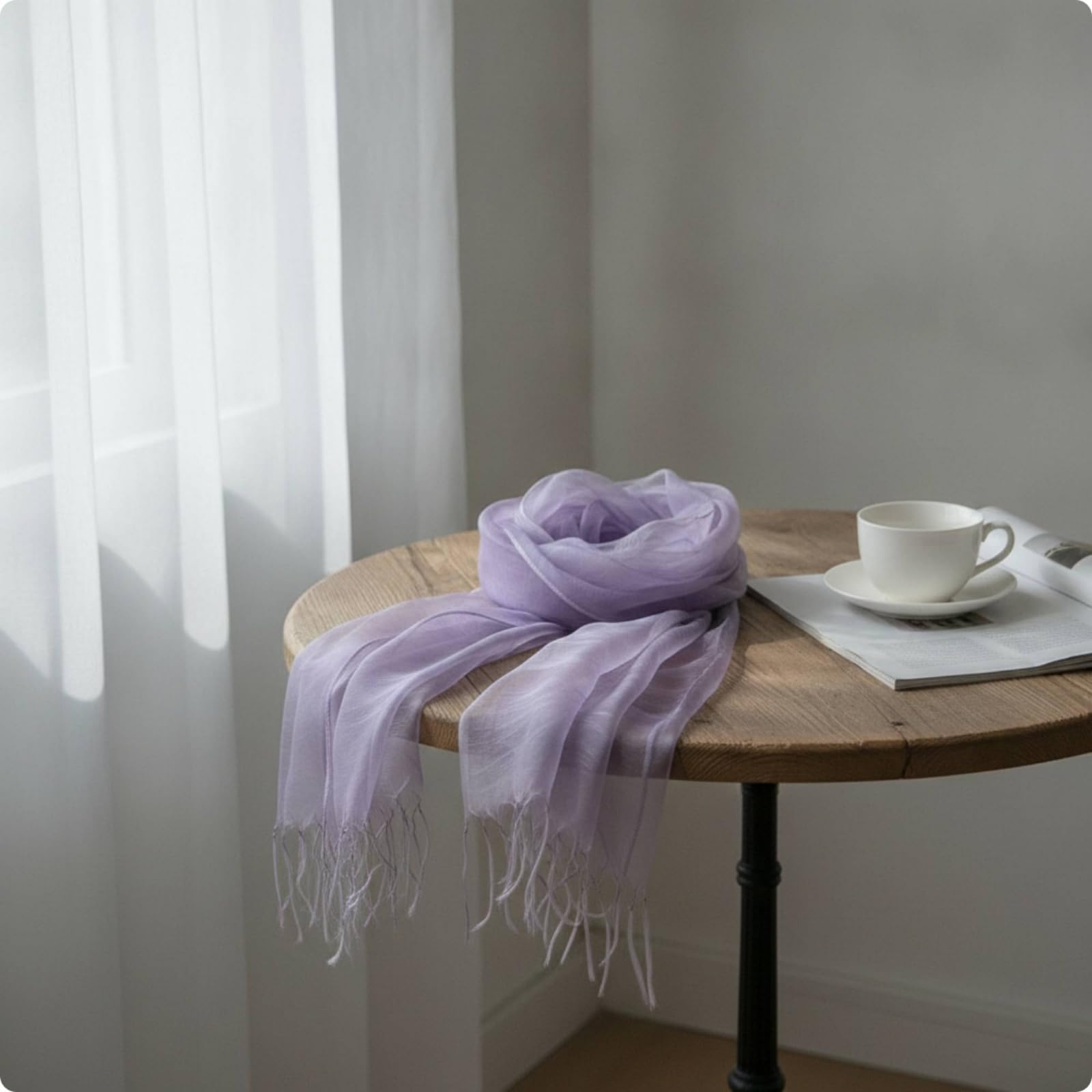 rockible Foulard en Soie Femme Écharpe Châle Étole Châle Tissu Léger et Doux avec Fines Franges Drapé Fluide et Polyvalent Convient au Quotidien aux aux Tenues, Array, Vert Mousse