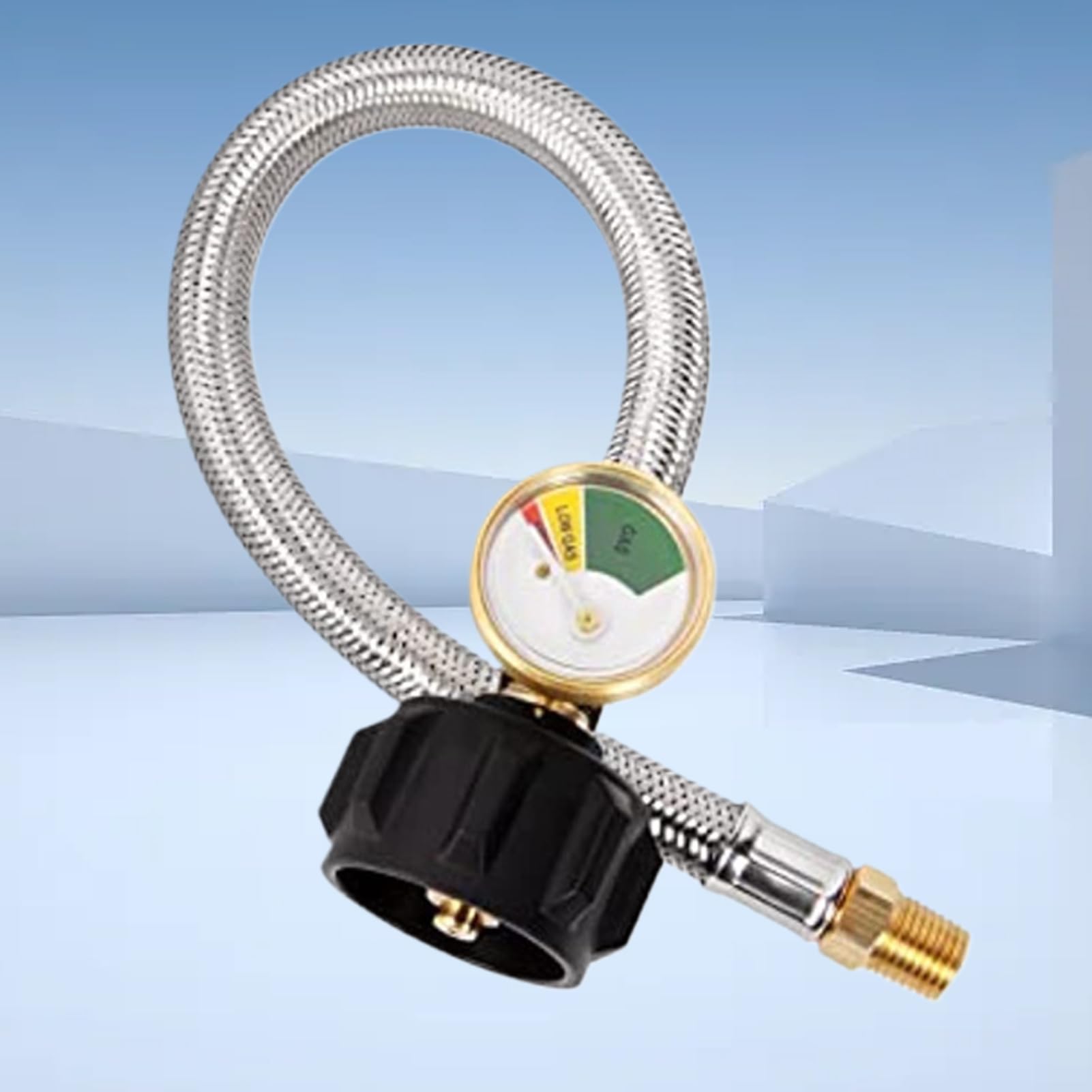 Tuyau à Gaz pour Caravane | Tuyau À Gaz De Remplacement Pour Camping-Car Avec Manomètre | Accessoires Étanches Affichage 38 cm pour Week-End Voyage Camping