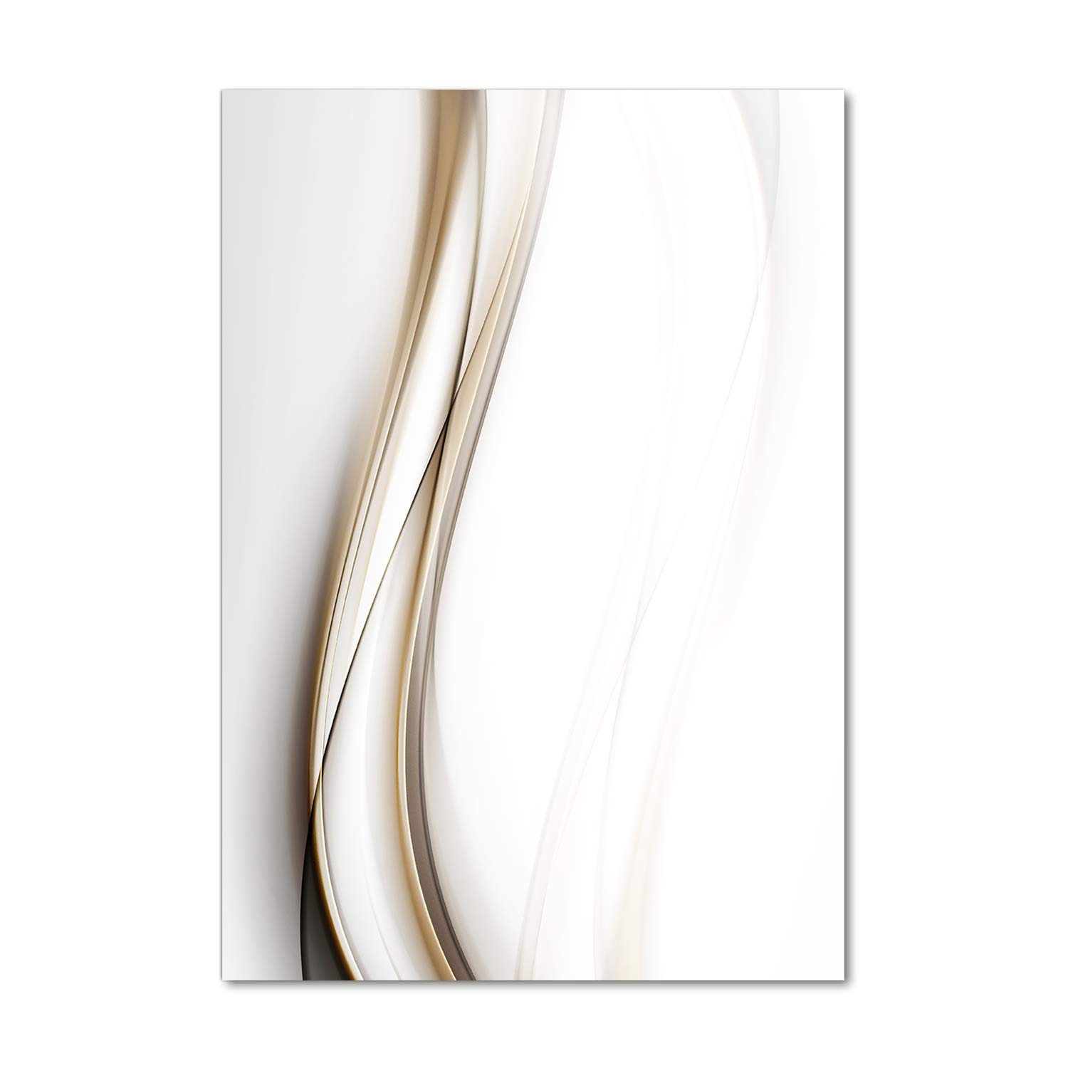 Tulup Impresión en vidrio - 70x100cm - Cuadro sobre Vidrio - Pinturas en Vidrio - Cuadro en Vidrio - Impresiones sobre Vidrio - Cuadro de Cristal - Arte: Moderno Y Clásico - Beige - Abstracto De La Onda