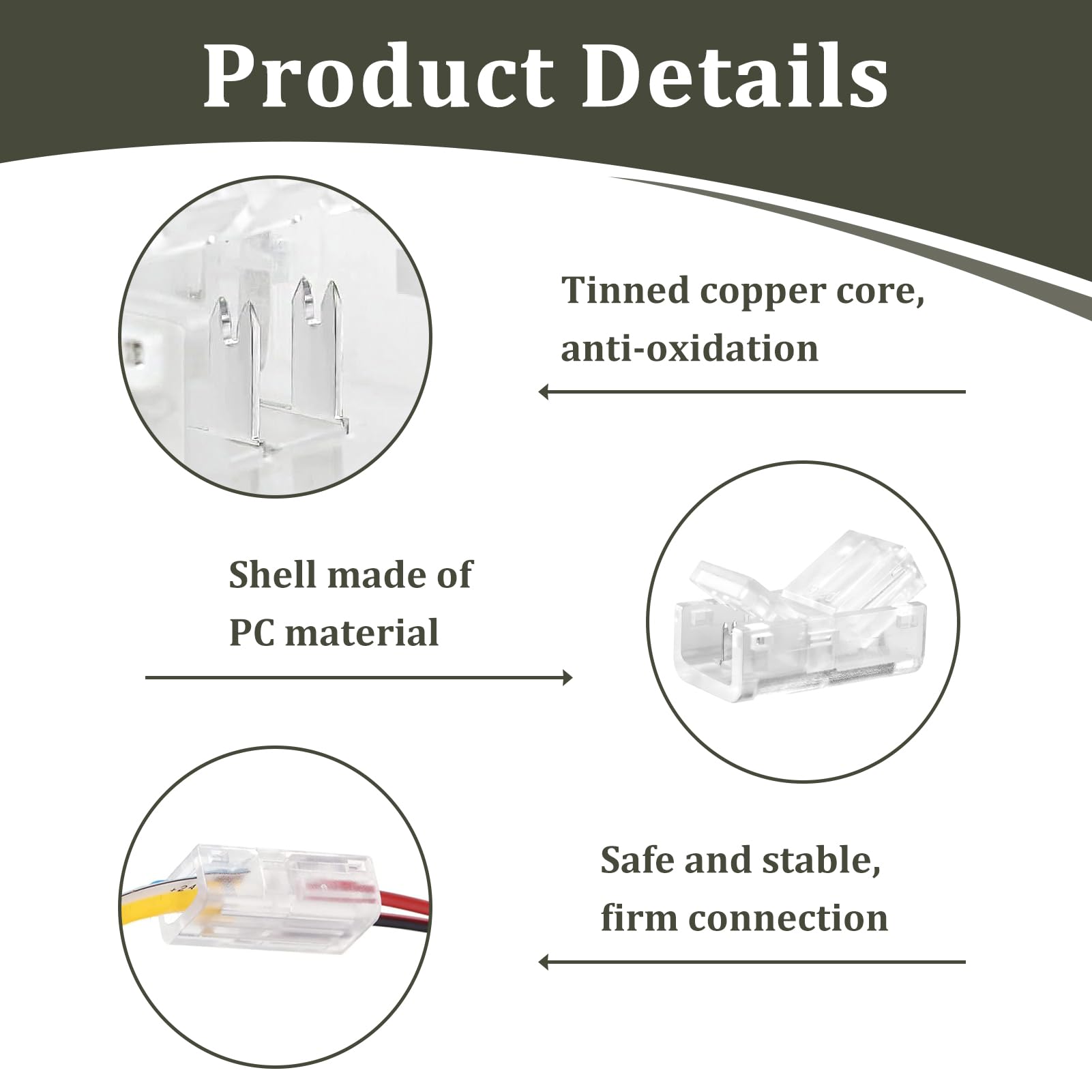 10 Pcs 2 Pin 8mm COB LED Strip Light Connectors, Gapless Solderless Connectors, Unwired Solderless Connectors - Image 3