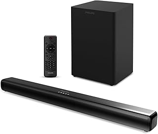 Philips TAB4330/94 320W Soundbar Bluetooth 2.1 Ch, 8 inch Wired Subwoofer, Dolby Audio Soundbar for Smart TV, LED Display, Remote Control HDMI ARC, US