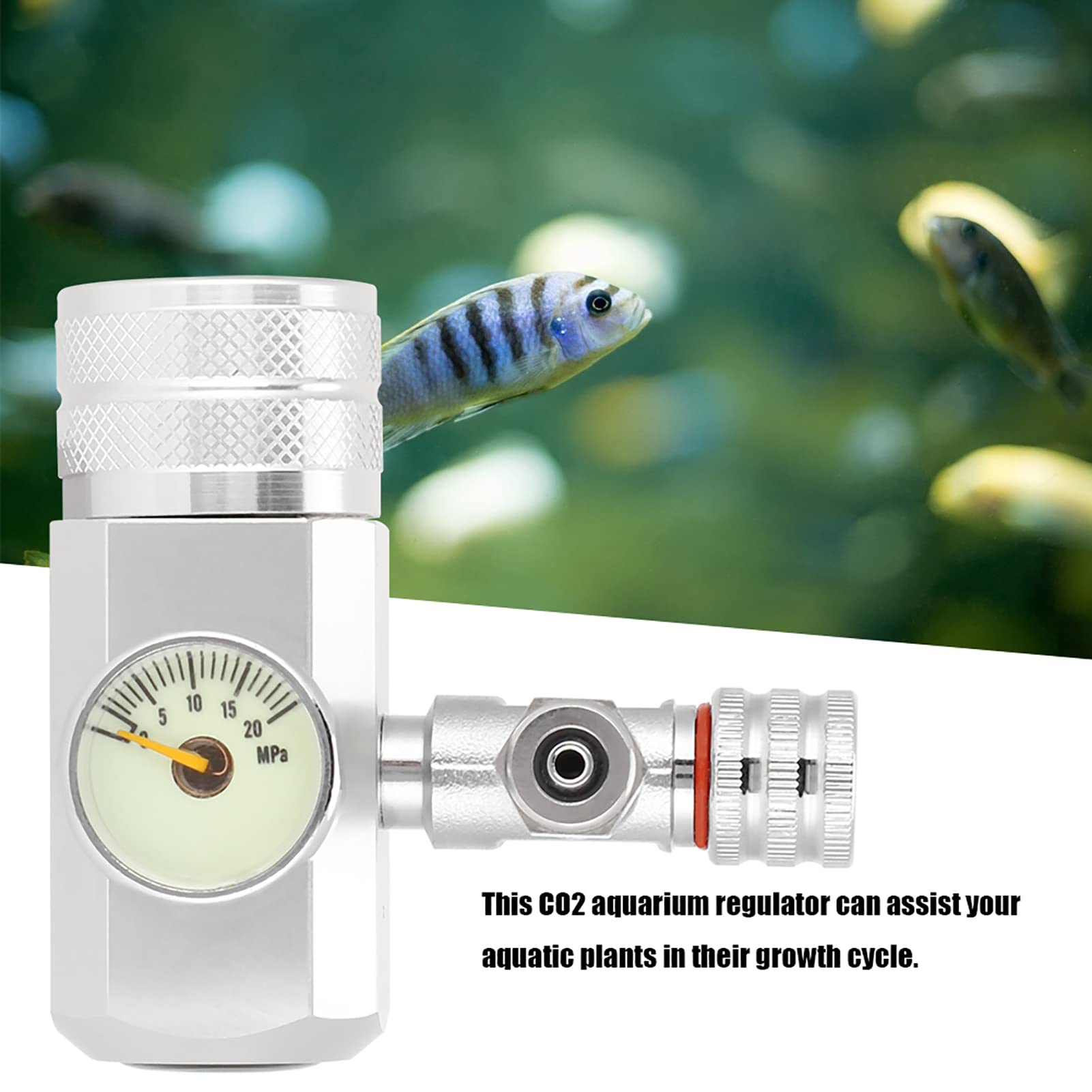 Ejoyous Reductor de Presión de CO2 para Acuario, Válvula Reguladora de Presión de CO2 Botellas Desechables de CO2 Adaptador Reductor de Presión para (Medidor Individual pequeño