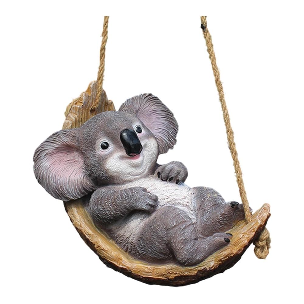 Langlebige Gartenanhänger aus Resin mit naturgetreuer Textur für Hinterhof- und Außendekoration (Koala im Stil D)