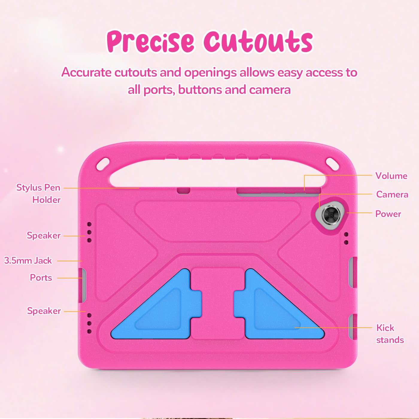 Custodia per Lenovo Tab M10 FHD Plus 10.3 Pollici TB-X606F/TB-X606X, Leggera Antiurto Cover per Bambini con Cavalletto e Spallacci, per Lenovo M10 FHD Plus 10.3" Modello 2020 Tablet, Rosa