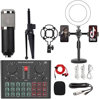 PQZKLDP BM 800 Professional Audio V8 Sound Card Set, Podcast Microphone Audio Mixer Kit and Live Sound Card, for PC/Laptop/Phone/Pad, Microphone for Streaming/Podcasting/Recording