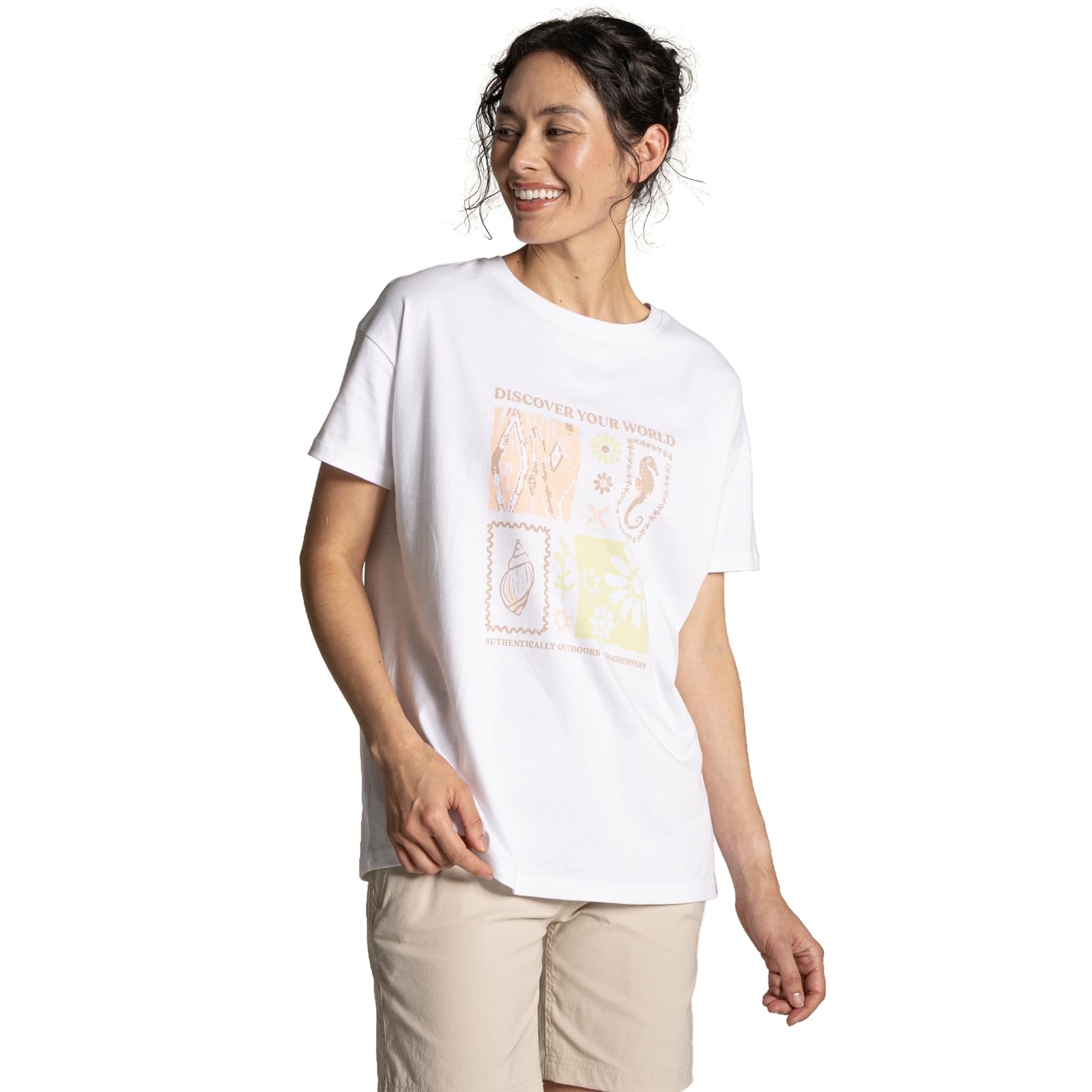 Craghoppers Womens Yago Graphic Short Sleeve T-Shirt - White Summer - 12