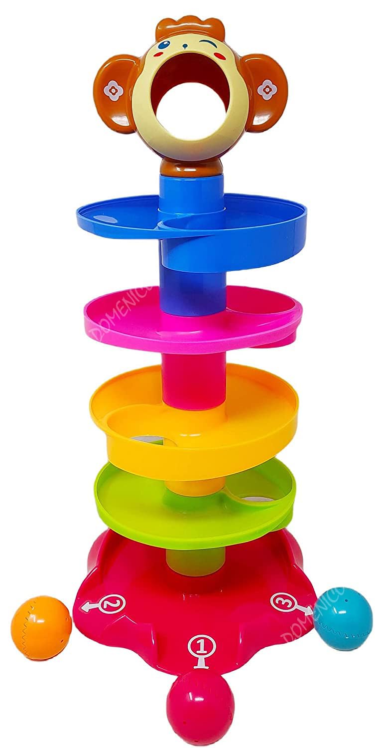 DOMENICO 5 Layer Ball Drop and Roll Swirling Tower for Baby and Toddler Development Educational Toys | Stack, Drop and Go Ball Ramp Toy Set Includes 2 Spinning Acrylic Activity Balls (B09XR2YTFH) Amazon Price History, Amazon Price Tracker