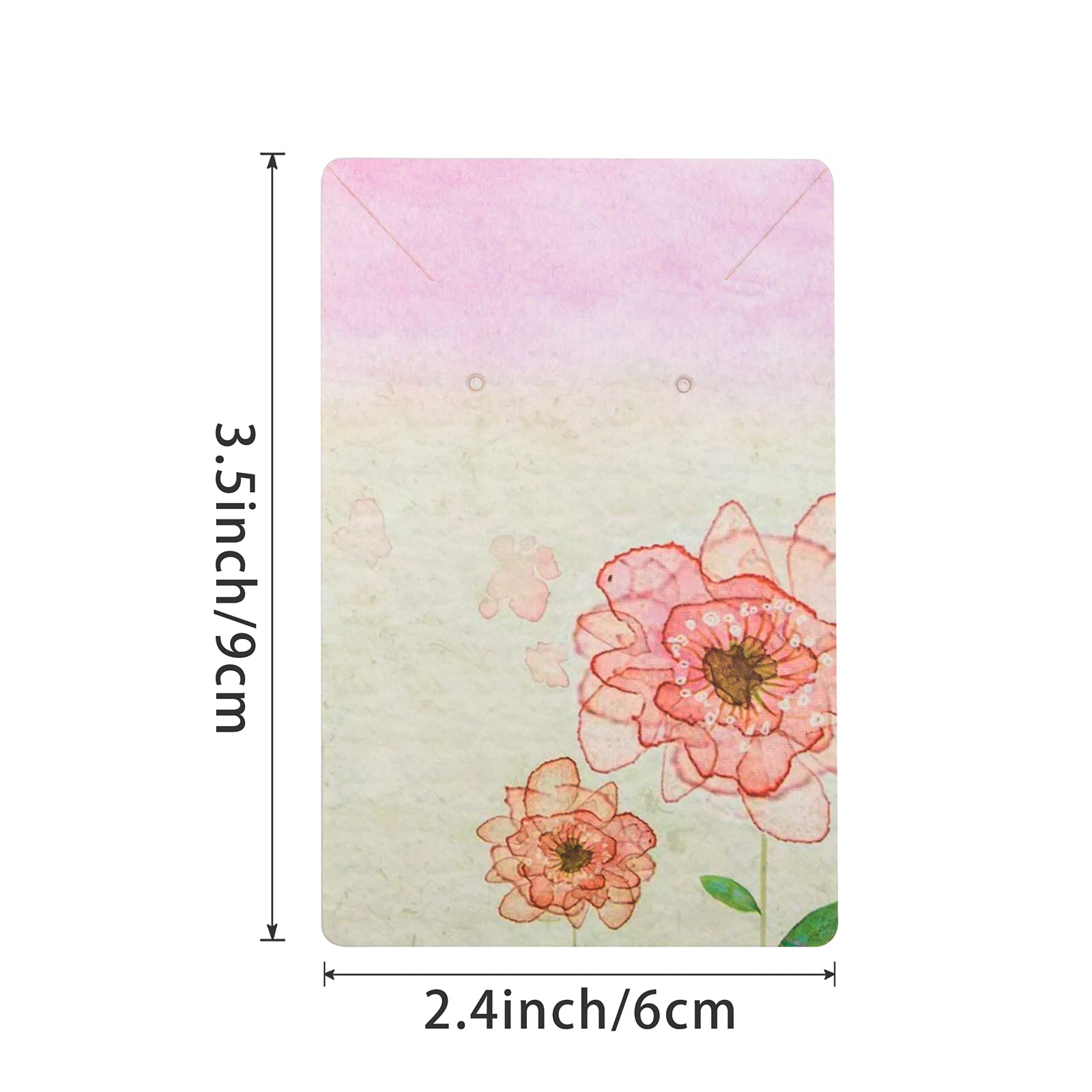 Pink Flower Necklace Card Earring Cards for Display Jewelry Display Hanging Card Hang Tag 100Pack 3.5“ x 2.4