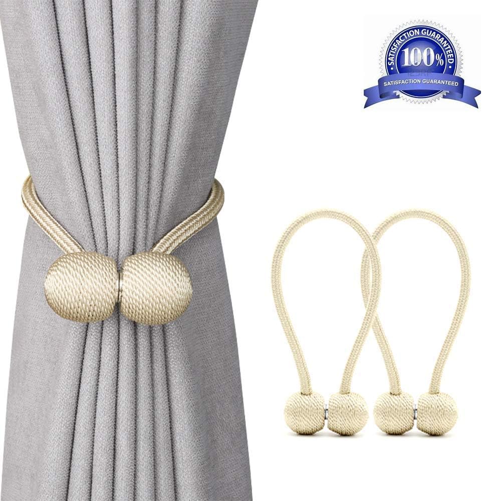 Curtain Holdbacks New Upgraded Strong Magnetic Curtain Tiebacks for Home Office Decorative Windows Curtain Buckle 12 Inch Long 2 Pack Beige