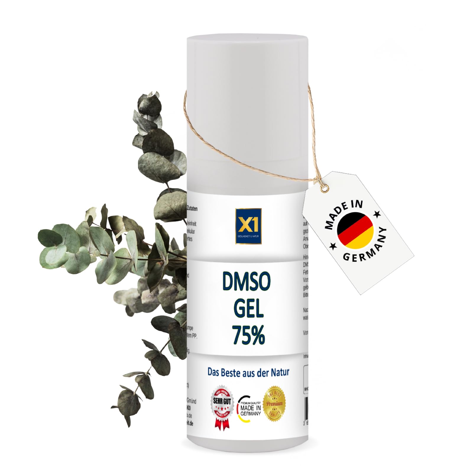 X1 DMSO Gel 75 % – Diméthylsulfoxyde de pureté pharmaceutique à 99,9 % – Tube en polyéthylène haute densité de 50 ml