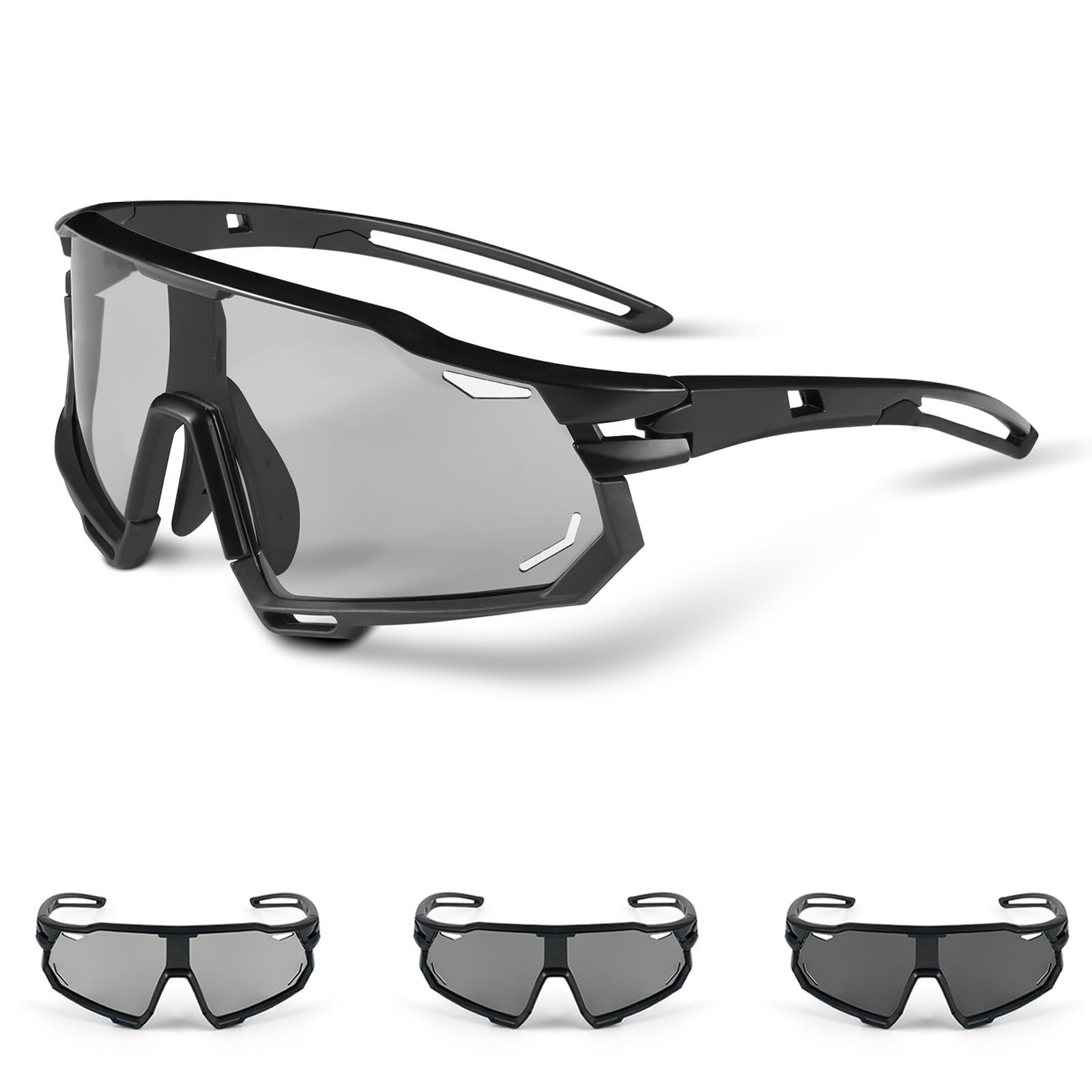 shockassist Gafas Ciclismo Fotocromaticas, Gafas De Ciclismo, Gafas Running Hombre Mujer, Uv400 100% Protección Uv Protección, Gafas de Sol Deportivas, para Correr,Escalar, Camping, Andar en Bicicleta