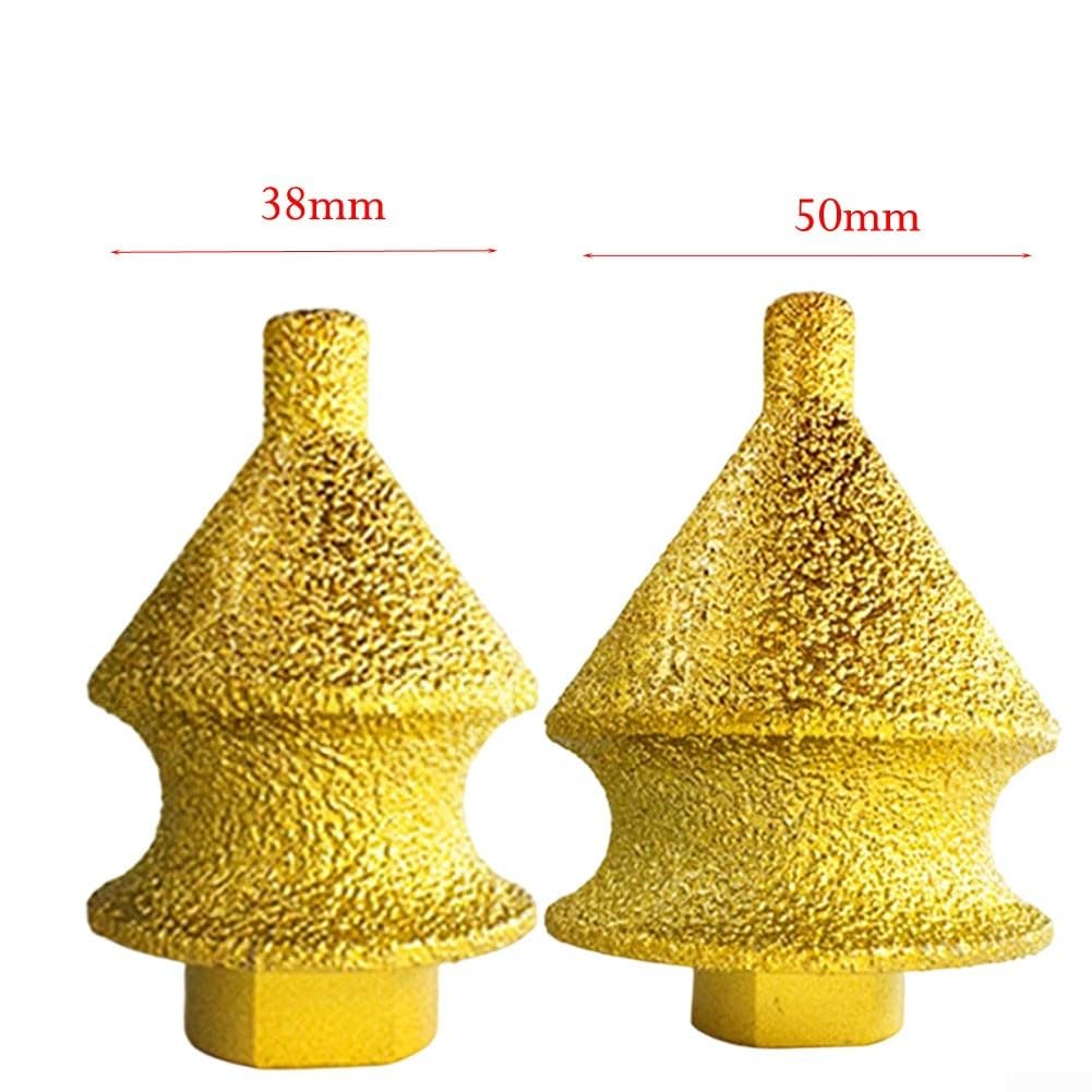 Conical Chamfer Countersink Grinding Wheel M10 Thread Angle Grinders — Emery & Silicon Carbide Tile Beveling Bit, Porcelain & Glass Finishing (38mm/50mm, Gold)(38+50mm)