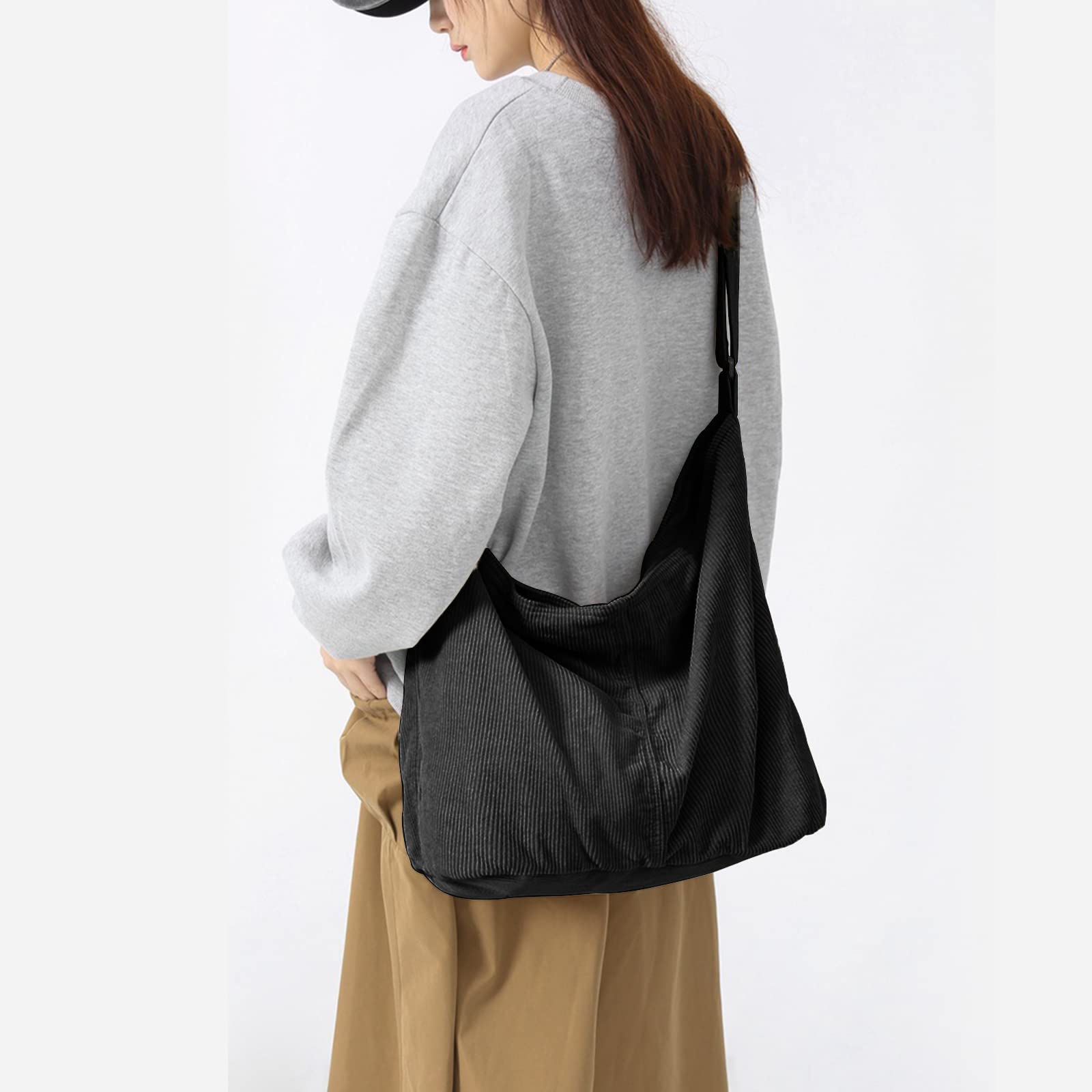 X SIM FITNESSX Sac fourre-tout unisexe décontracté sac à main grand en tissu tendance pour tous les jours, bureau/école/voyage, Noir