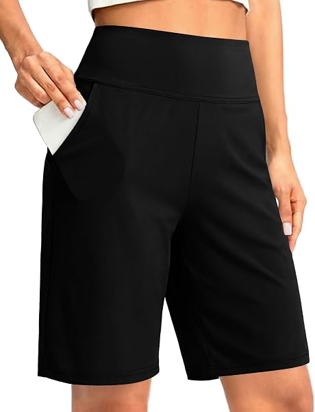 Litherday Short Femme Été Bermuda Taille Haute Pantalon de Yoga Jambe Large Pantalon de Sport Lounge Stretch Short de Course Mi Long Pantalon de Randonnée Activewear Pantalon avec Poches S-XXL - 1
