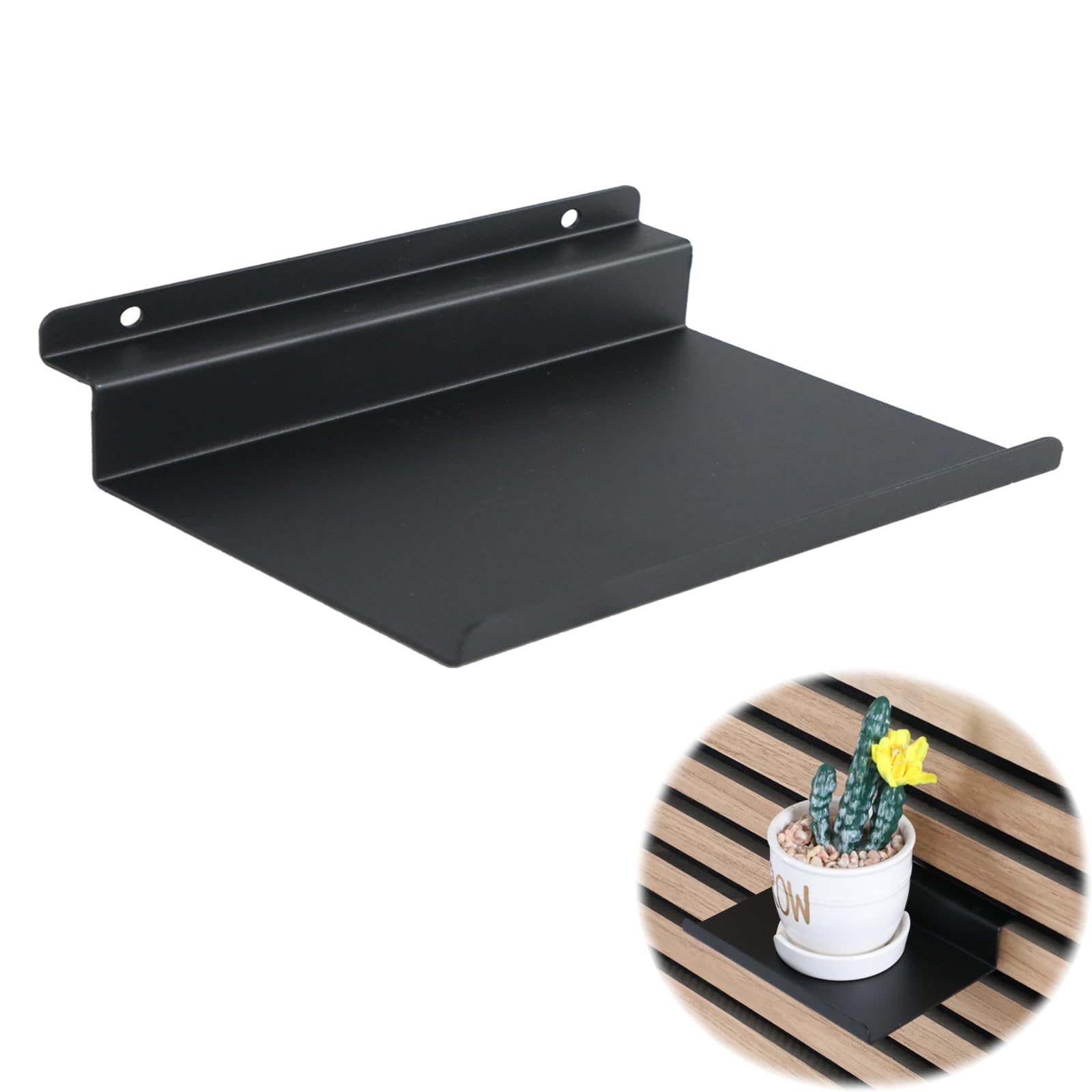 Metalen plank 40 cm voor akoestische panelen | Zwart