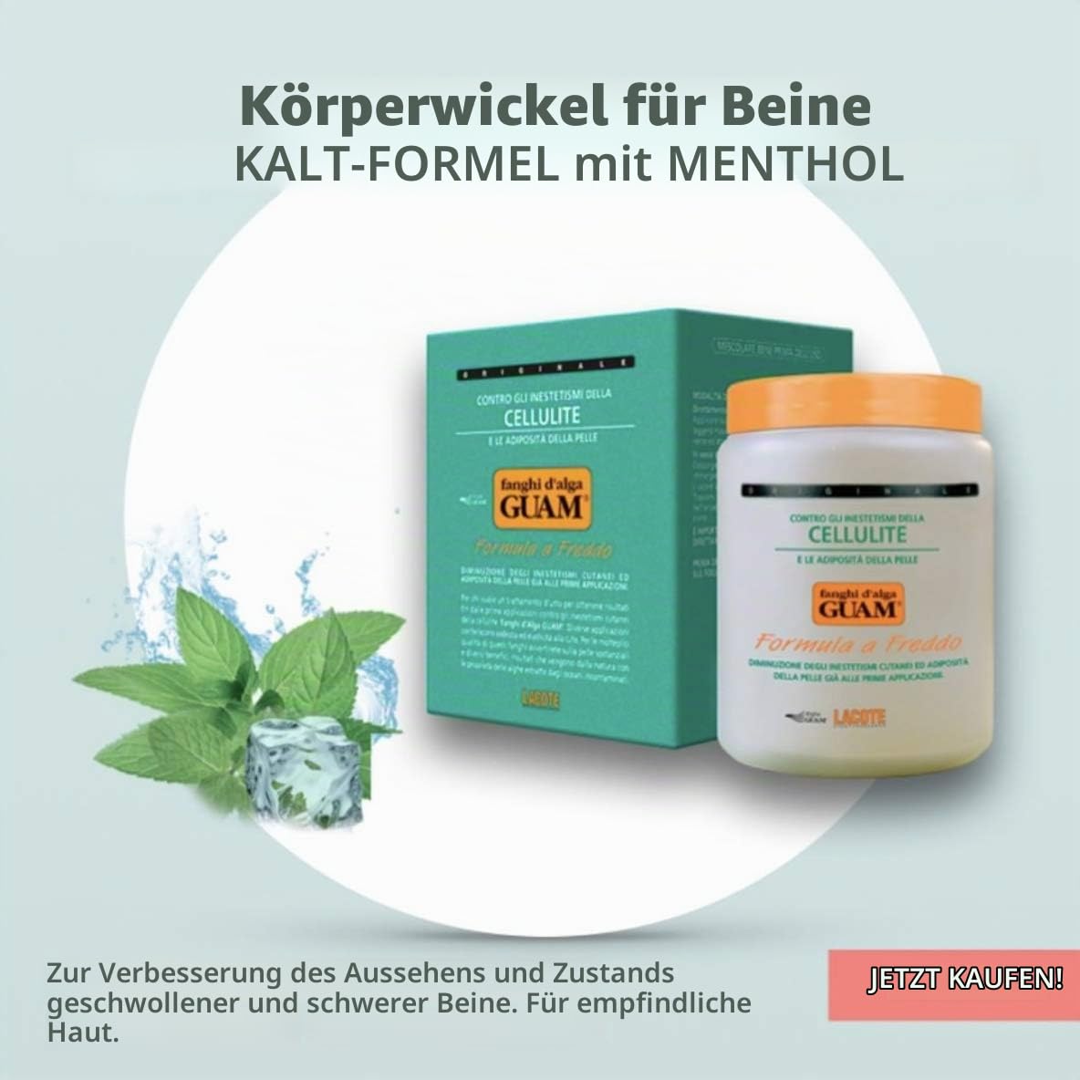 Guam, Algenfango Guam Set Kühleffekt, Packung mit 1 kg Algenfango Formel Kühleffekt + 250 ml Algenfango Gelcreme Formel Kühleffekt, Set Anti-Cellulite, Made in Italy