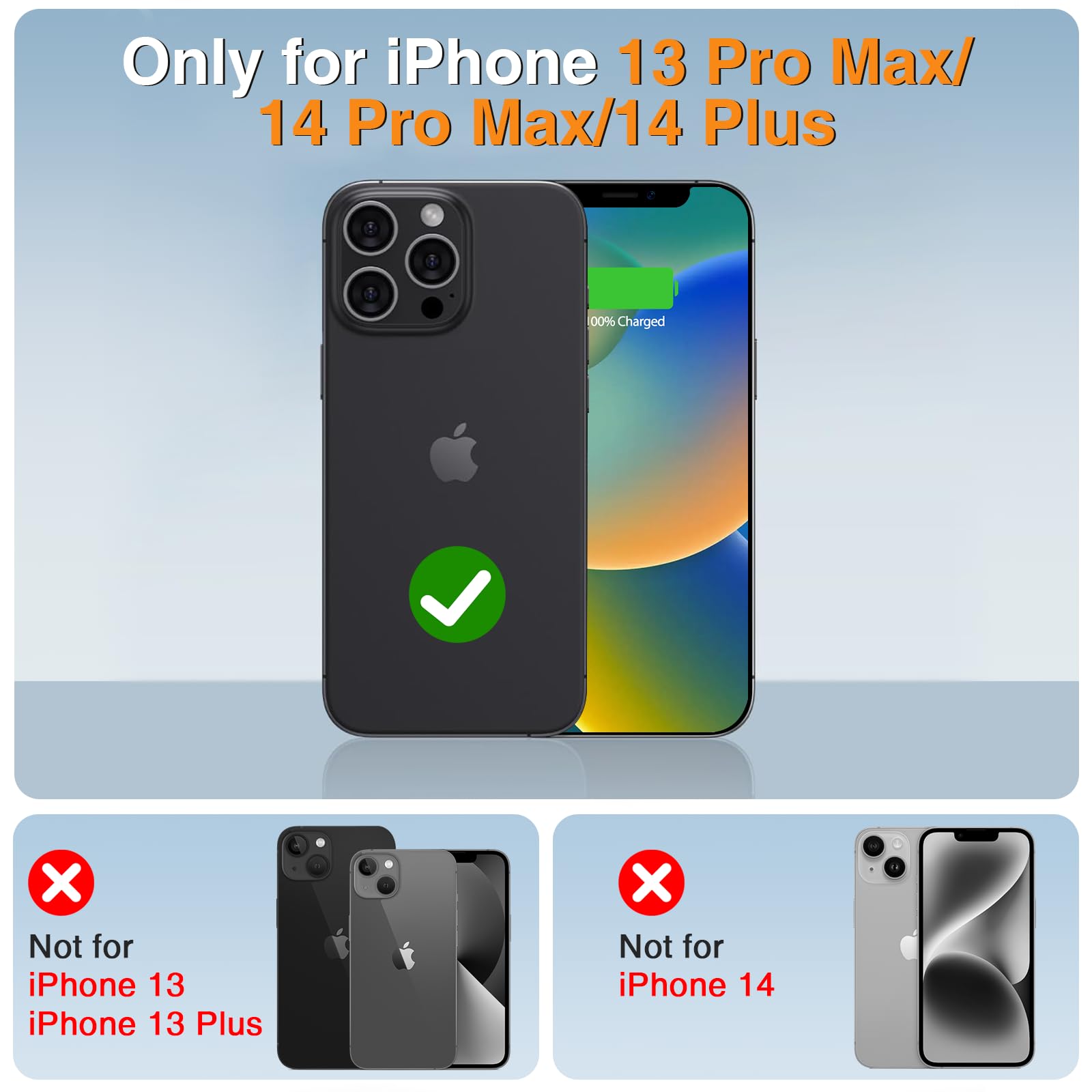 BOPPS Funda de carga de batería para iPhone 13 Pro Max/14 Pro Max/14 Plus【con soporte y Carplay】 8000 mAh, portátil, recargable, fuerte, funda de carga extendida para iPhone, color negro