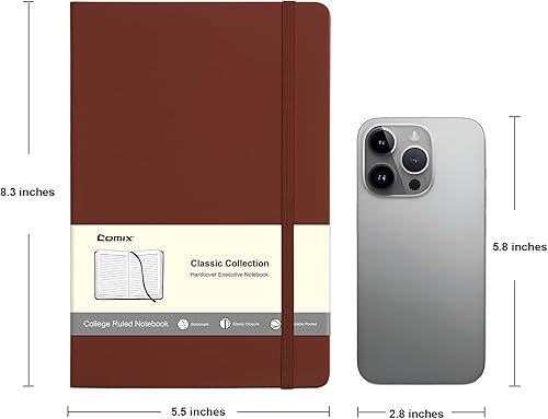 Vista 59 de Comix Cuaderno rayado para mujeres y hombres, cuadernos de diario para oficina, escuela, hogar, 240 páginas, 5.5 x 8.3 pulgadas, rayas Azul marino