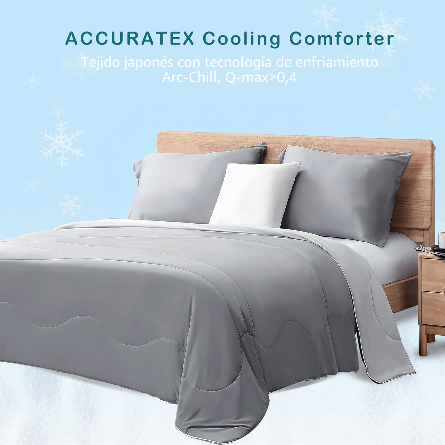 ACCURATEX Manta Refrescante 200x200 cm, ARC-Chill Q-MAX>0.45, Manta Fria para Personas, Alivia Sudores Nocturnos y Calor, Cooling Blanket Ultraligera Transpirable para Verano, Fácil Cuidado, Azul