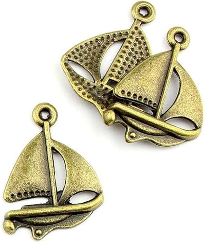300 piezas de joyería para hacer joyas, dijes de bronce antiguo, FL1641, velero, barco, manualidades, lotes de suministros de reparación