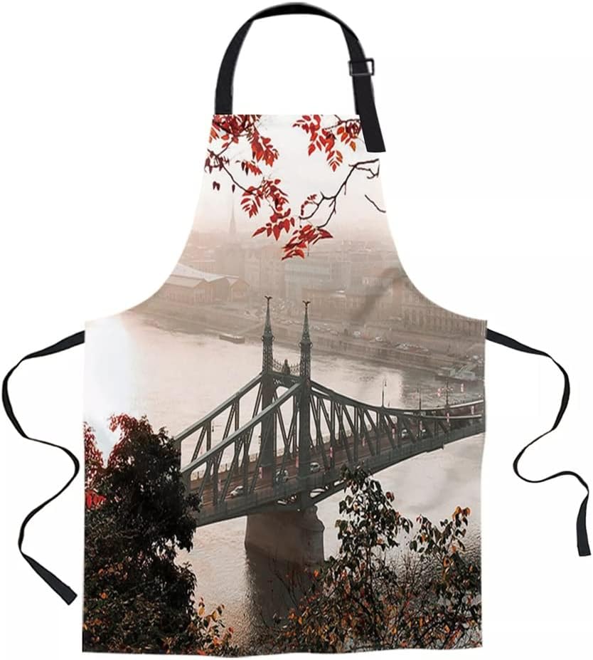 Autumn Red Leaves Views Kitchen Nail Shop Apron for Women Men Kids Aprons Dinner Party Cooking Baking Accessories