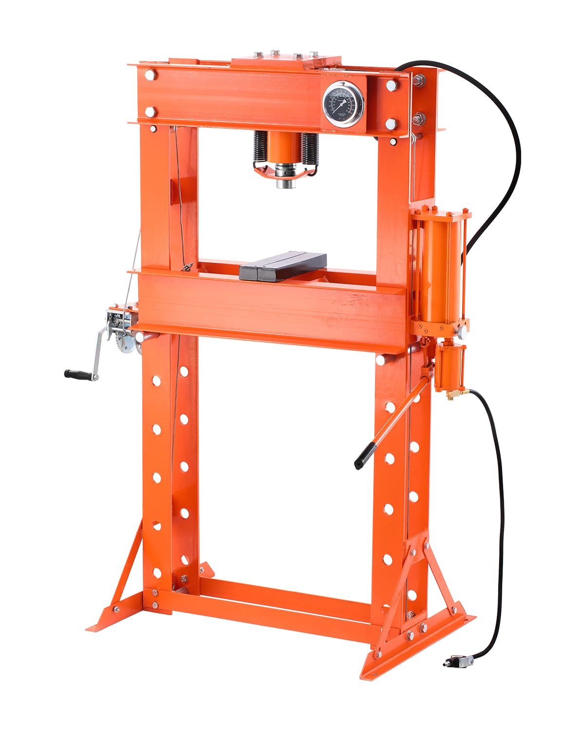 VEVOR Pressa Idraulica da Officina, Pressa Pneumatica da Officina con Telaio a H 50 T con Piastra di Pressatura Supporto Triangolare, Pressa Idraulica Stabile Regolabile per Pavimenti da Garage