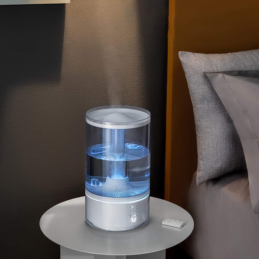Umidificatore domestico Grande capacità A pavimento Acqua montata in alto Telecomando intelligente Camera da letto silenziosa Ufficio Maternità Purificazione infantile Umidità costante Freddo Caldo