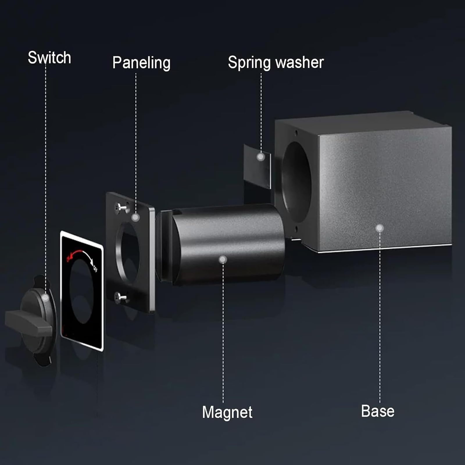 Base magnética para comparador de cuadrante, 30-100 kg, Brazo Giratorio de 360° | Sujeción Fuerte, Material metálico, chaflán de 45°, se Adapta a Orificios de 8 mm (100kg)