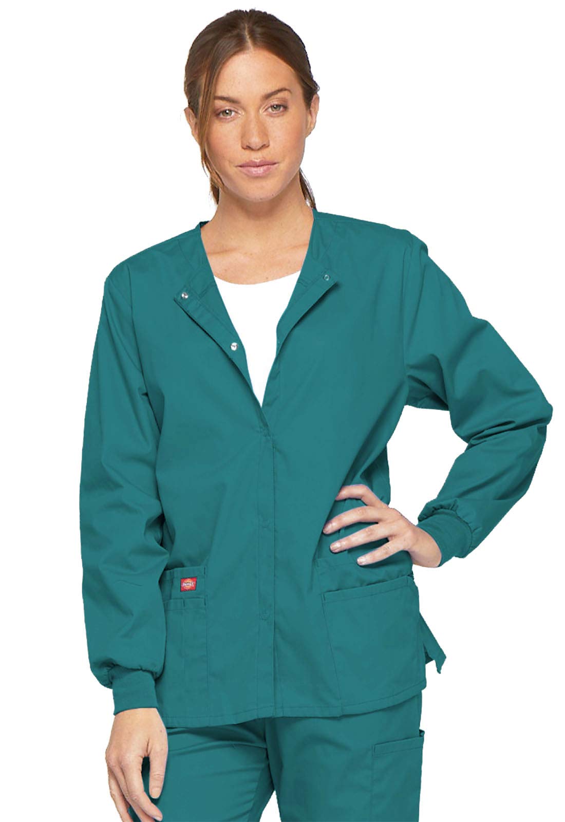 Dickies EDS Signature Scrubs for Women, Snap Front Scrub Jacket in Soft Brushed Poplin 86306