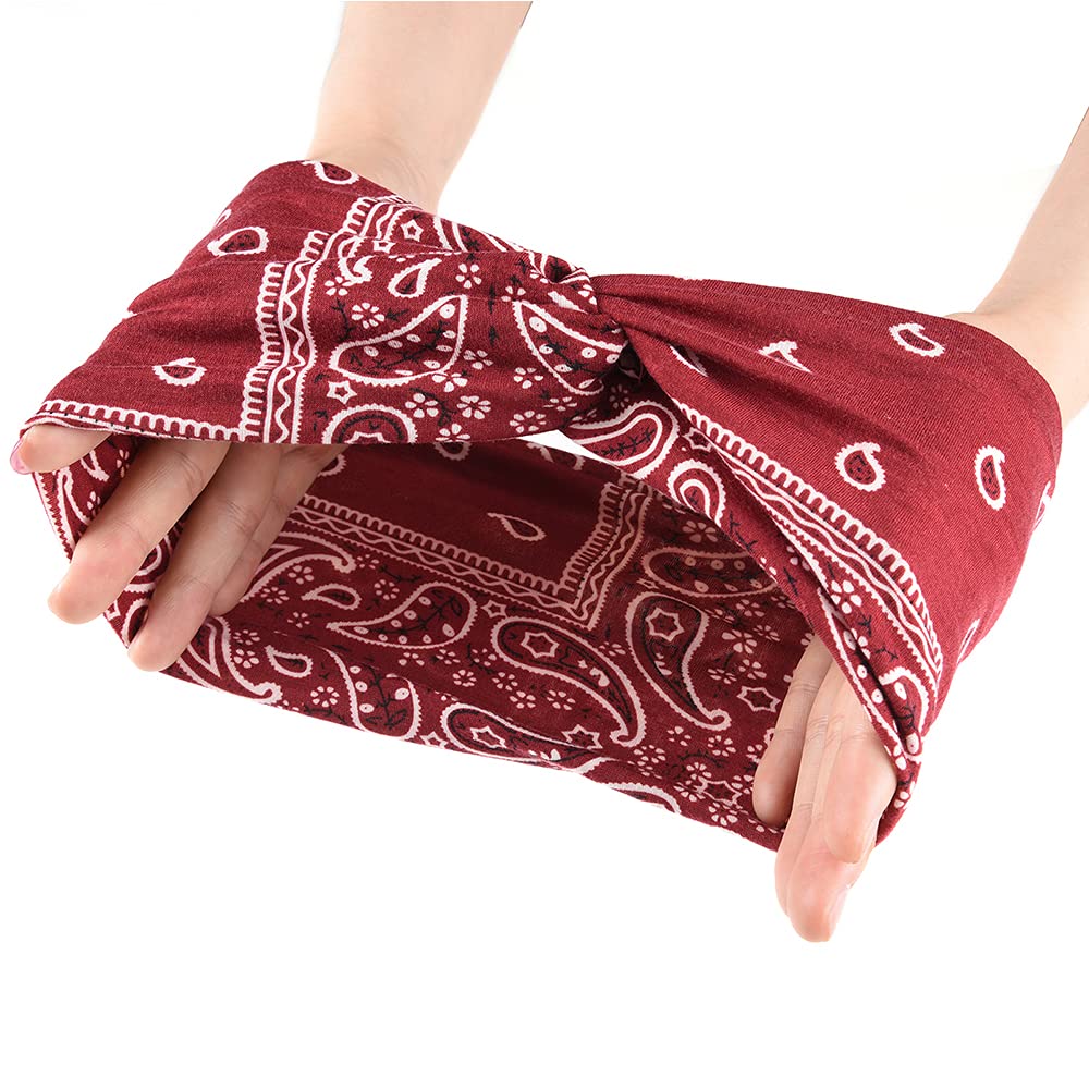 MarchQueen opaski na głowę w stylu retro z nadrukiem paisley dla kobiet, wiązane, boho, rozciągliwe opaski na głowę, joga, sport, opaski do włosów dla dziewcząt, 6 opakowań